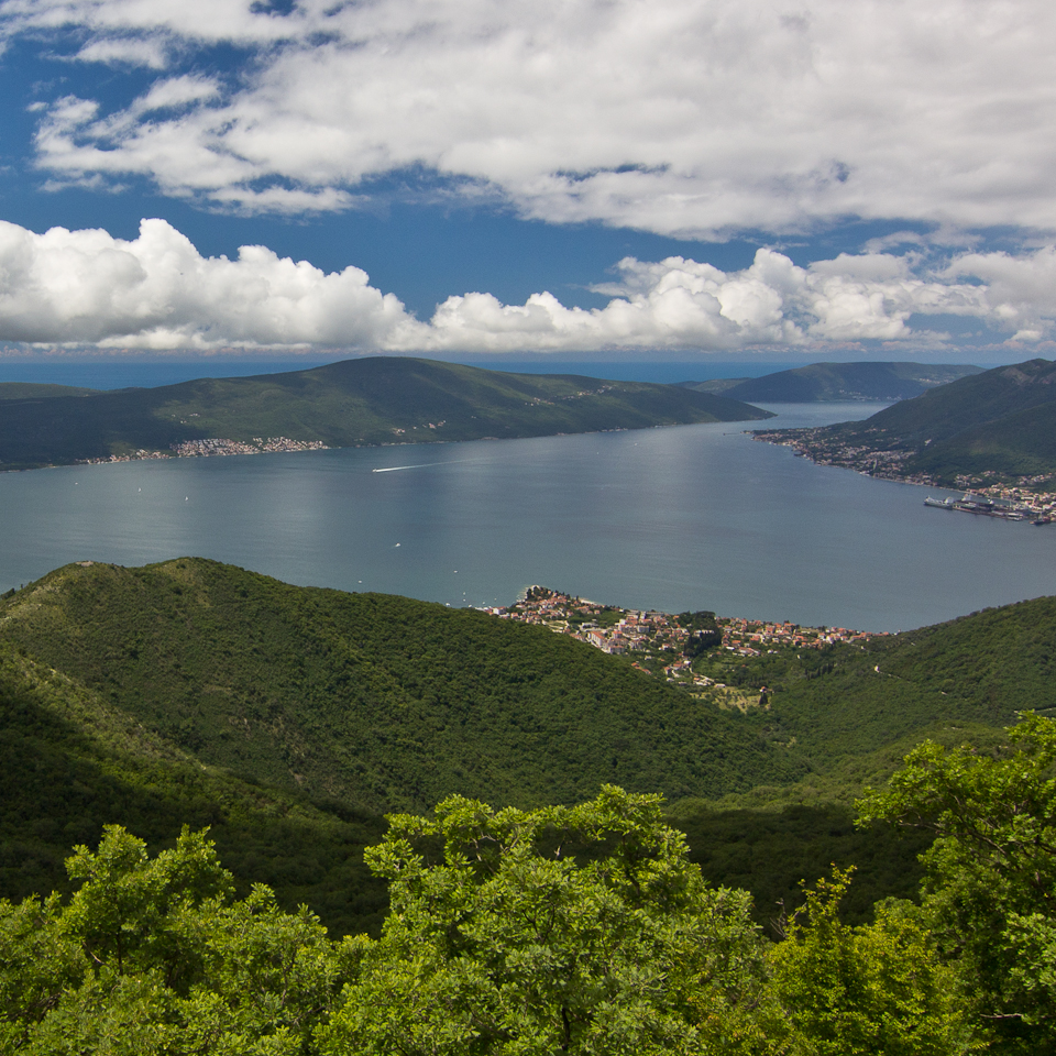 Tivat Bay seen from Vrmac, overlooking Tivat and the Porto Montenegro Marina